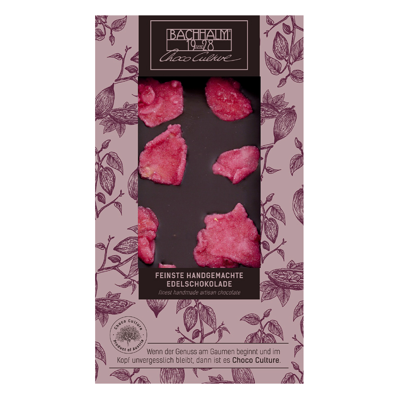 Zartbitter Schokolade mit Rosenblüten