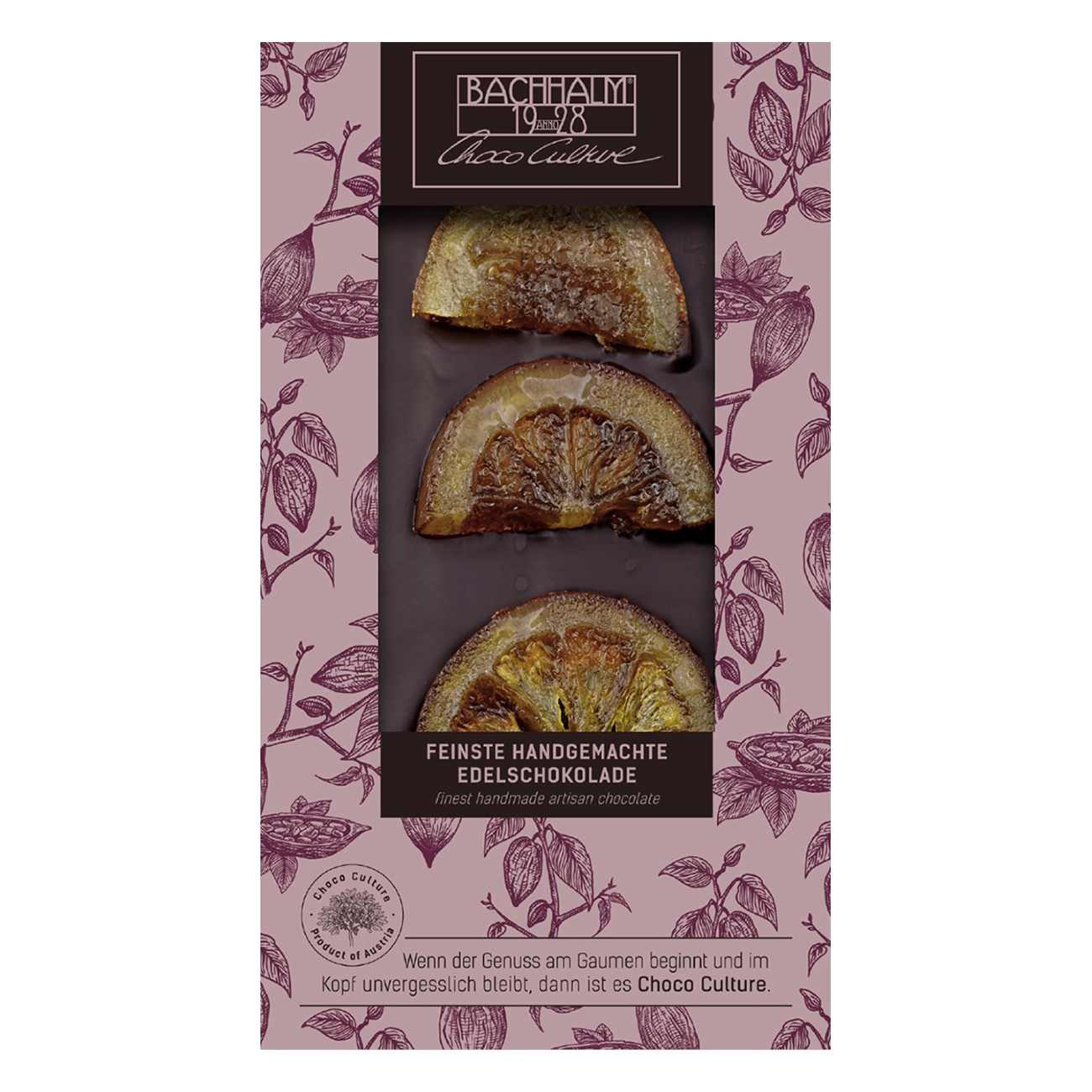 Zartbitter Schokolade mit kandierten Orangen