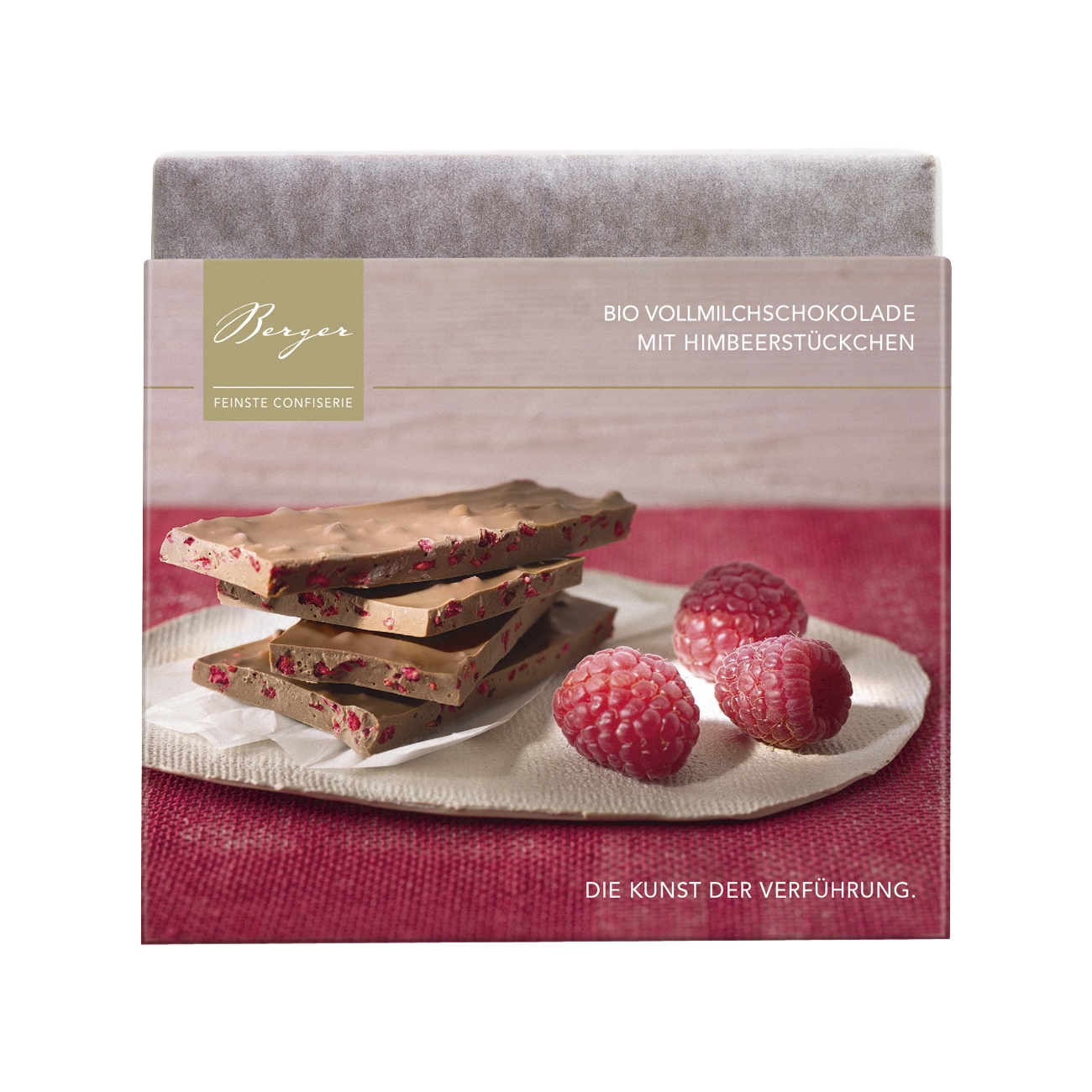 Bio-Milchschokolade mit Himbeerstückchen