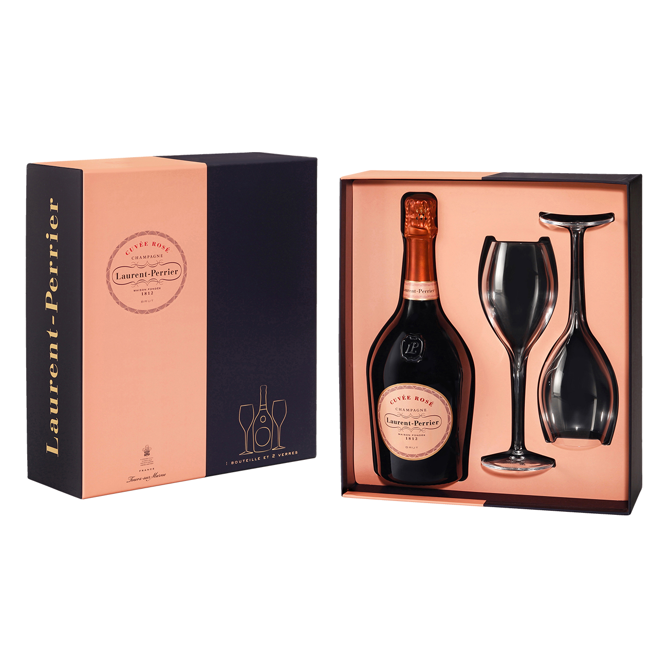 Laurent-Perrier Cuvée Rosé mit 2 Gläsern - Geschenkset 