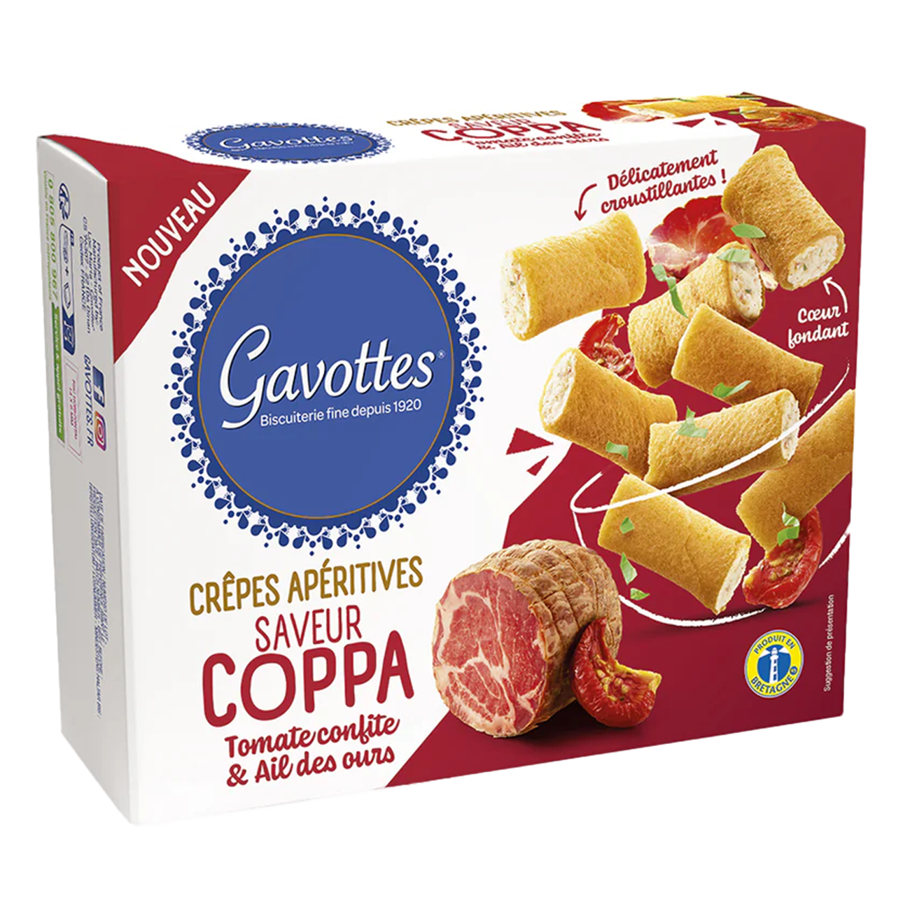 Mini Crêpes mit Coppa-Wurst und Tomate