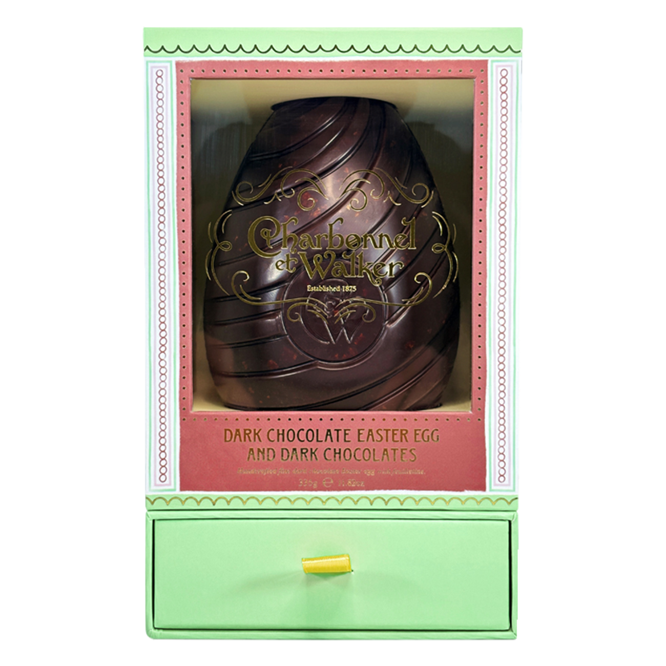 Dunkles Schokoladenei mit Pralinen