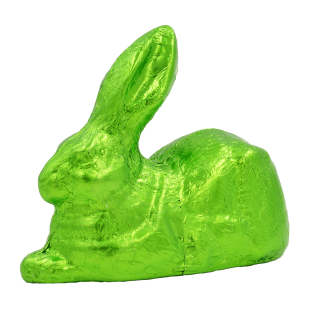 "Sitting Nostalgia" Milk Chocolate Bunny in vibrant tin foil
