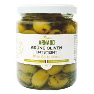 Green Olives with Herbs of Provence - pitted