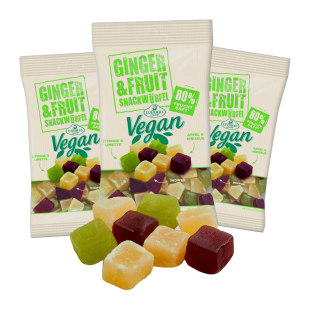 Ginger & Fruit, vegan ginger fruit snack with lime and hibiscus
