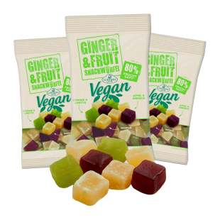 Ginger & Fruit, veganer Ingwer-Fruchtsnack mit Limette und Hibiskus