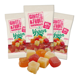 Ginger & Fruit, veganer Ingwer-Frucht-Snack mit Ananas und Blutorange