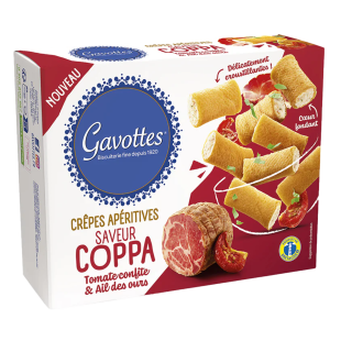 Mini Crêpes with Coppa-Sausage and Tomato